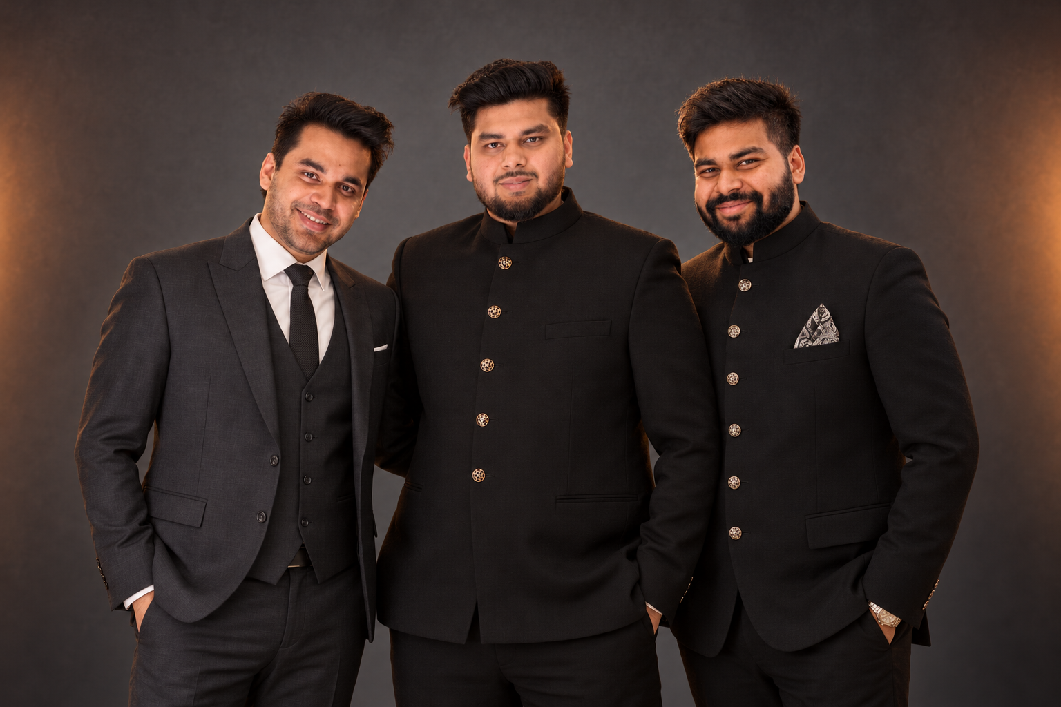 Composite professional portrait of Subham Agarwal, Adarsh Agarwal and Nishant Agarwal together